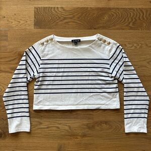 J. Crew Navy and White Striped Crop Top